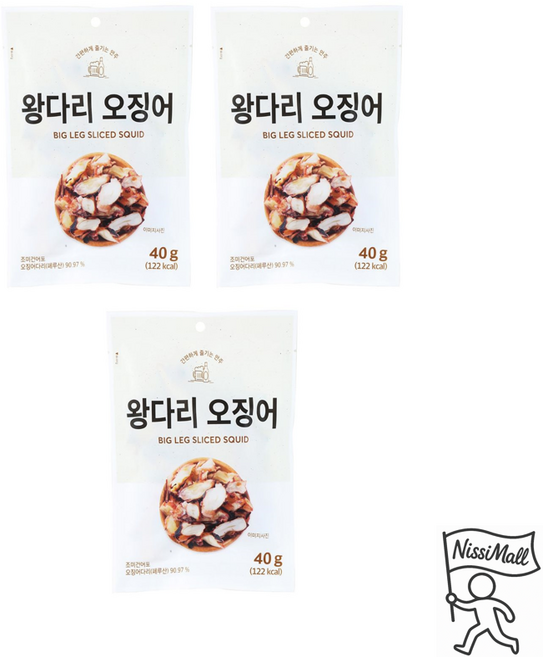왕다리 슬라이스 오징어, 3개, 40g