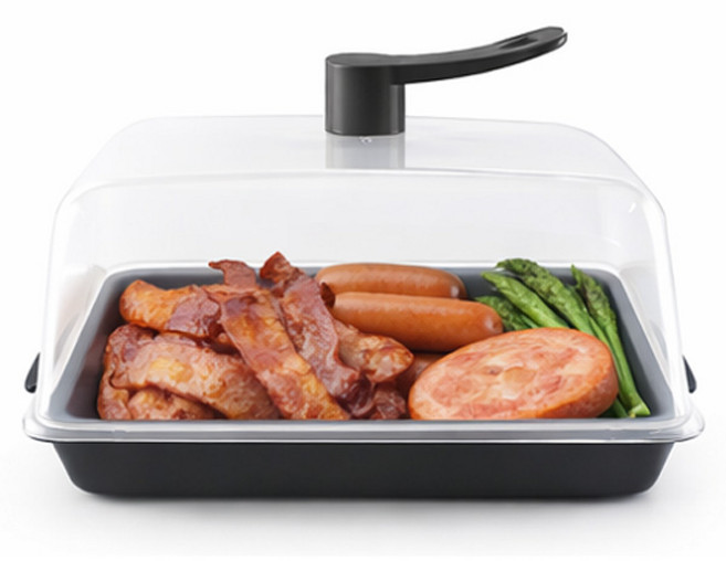 클로슈 스퀘어 모노큐브 전자레인지 푸드커버 용기세트, 1세트, 샌드블랙