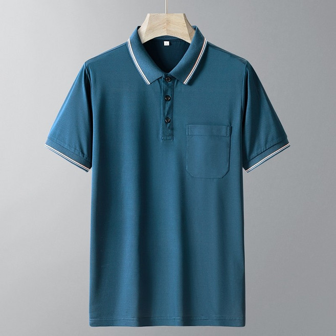 冰絲涼感POLO衫 真口袋男POLO衫 純色涼感短袖上衣 吸濕排汗口袋POLO衫【台灣現貨】