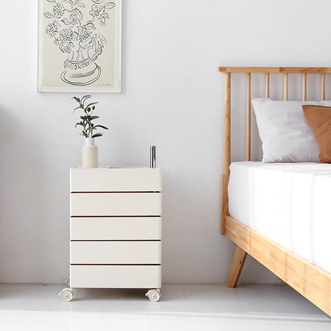 마켓비 빙그리 회전서랍 트롤리, 크림, 5단