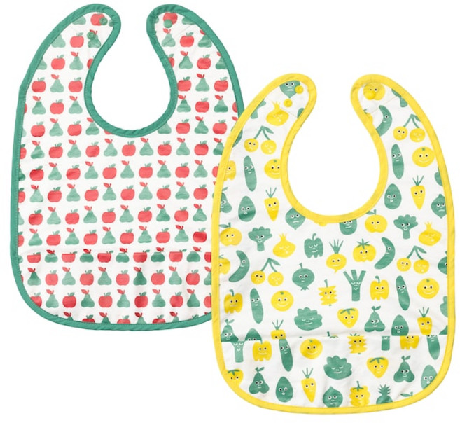 이케아 마트브로 턱받이 2P 과일채소 무늬 그린옐로, 1매