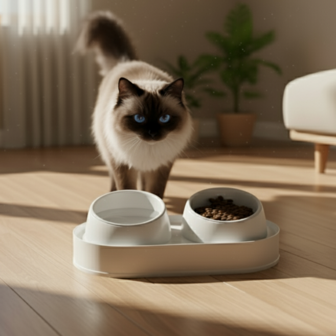 우비아 반려동물 세라믹 식기 2구, 1개, 화이트