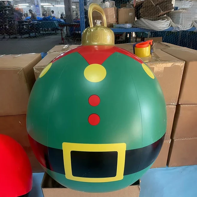 2024 캔디 볼 크리스마스 트리 산타 클로스 장식 야외 풍선 공 PVC 크리스마스 트리 장식 공 조명 없음 60c, 60cm 1pc, 10 Q