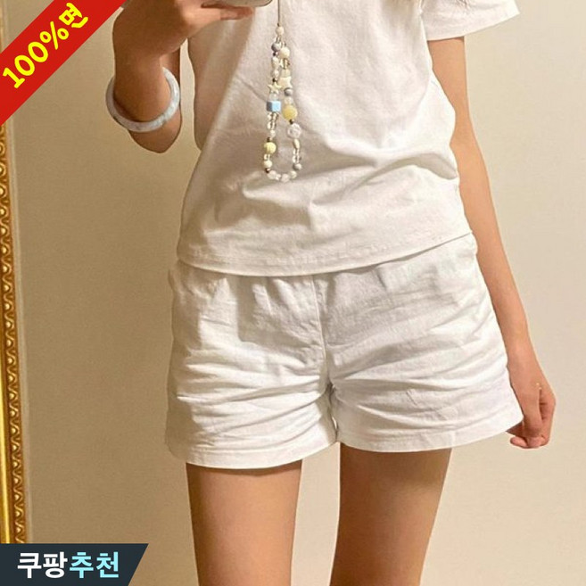 (다리 길어보이는) 날씬해보이는 여성 순면 하이웨이스트 a라인 와이드 반바지 여름 편한 허리 밴딩 포켓 디자인 화이트 핏 이쁜 학생 베이직 부드러운 외출용 데일리 일자 숏팬츠