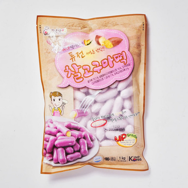떡안애 찰고구마떡 1kg 냉동 떡볶이사리 [원산지:상세설명에 표시], 1개