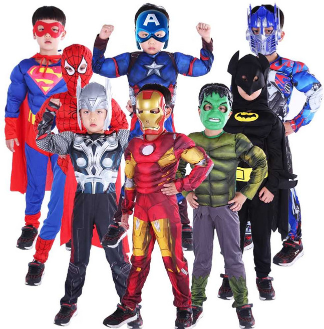 할로윈 코스튬 어린이 근육슈트 아이언맨 스파이더맨