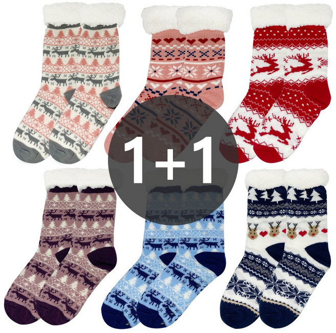 1+1 양털 수면양말 두툼하고 따뜻한 겨울 양말 남여공용 장목 기모
