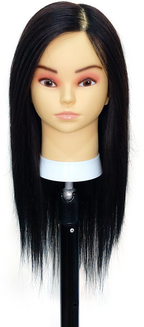 BEUGA(뷰가) 인모 100% 연습용 통가발 탑라인 B타입 커트 드라이 아이롱 미용 연습 가발, 블랙, 1개