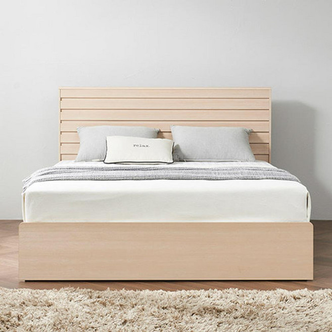 롬보 그레이 원목 평상형 호텔 침대 프레임