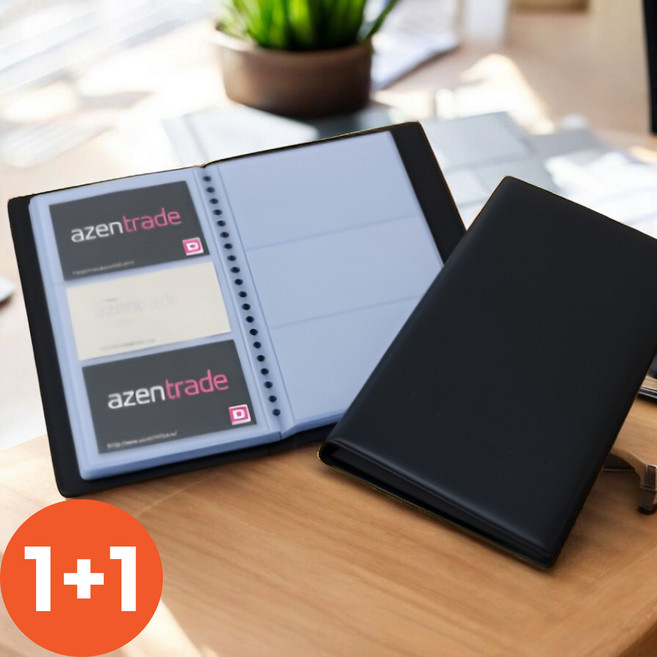 피크라운 심플한 명함집 명함첩 수납 앨범형, 360매, 블랙