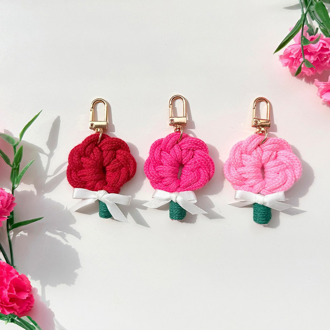 무드스튜디오 마크라메 카네이션 키링 만들기 어버이날 스승의날 카네이션선물 DIY키트, 핑크