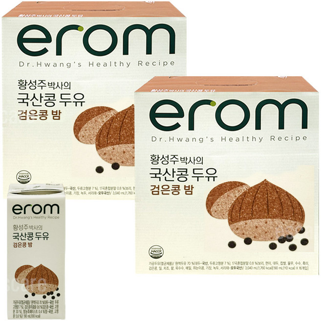 이롬 황성주 국산콩두유 검은콩 밤 190ml 32팩, 32개