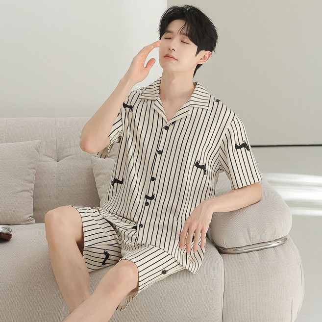 夏季新款情侶睡衣 套裝, 1個, X2608 男款女XXL碼130-145斤