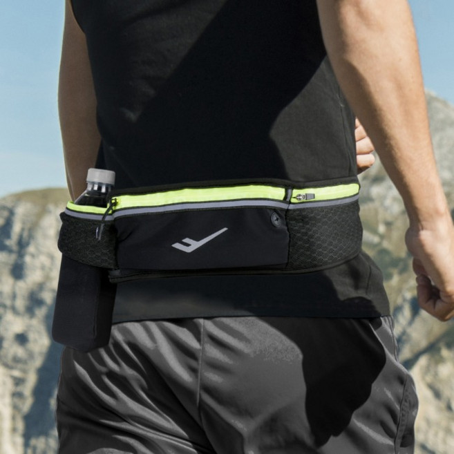 프로스펙스 3단 멀티 포켓 러닝 벨트 뛰어난 수납력의 러너 필수템, Black, 1개