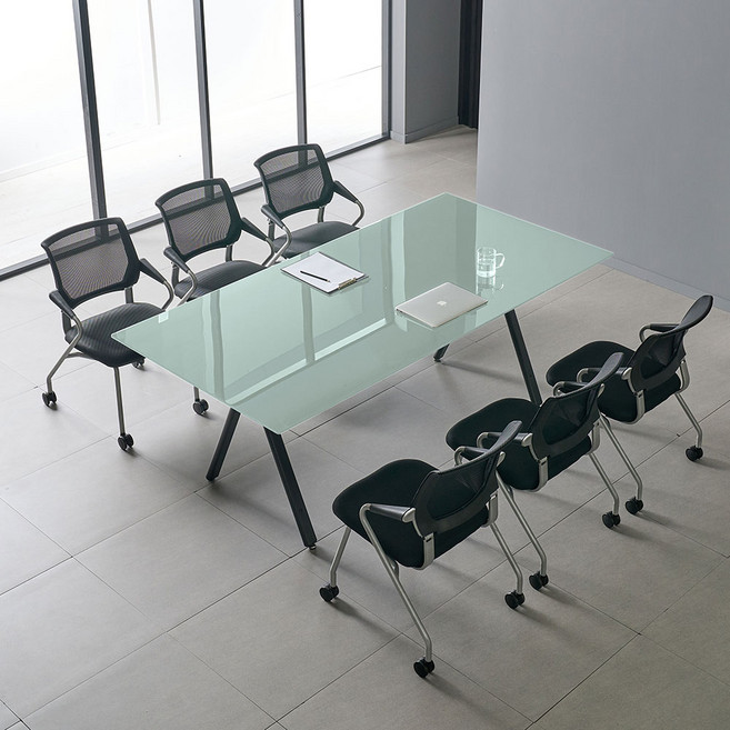 TS-11 회의테이블 강화유리사무실 컴퓨터책상 1800x800 철제 컴퓨터 사무용 게이밍 데스크, 10T 화이트