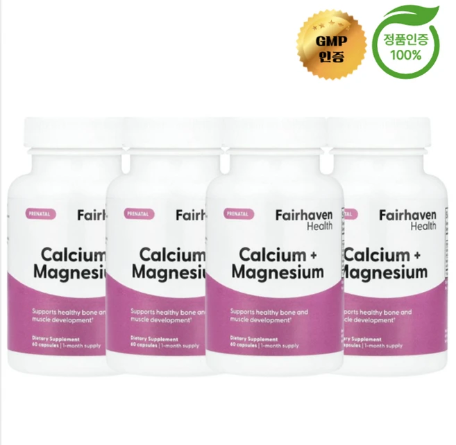 2+2 페어헤이븐 헬스 임신부용 칼슘 + 마그네슘 캡슐 60정, 4개 - 쿠팡