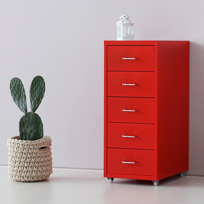 [마켓비] 피하 서랍장 5단, 3단 레드