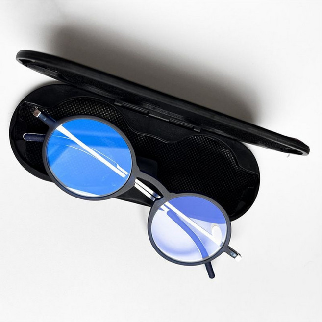 빌리네집 노안 안경테 노인 돋보기 초슬림 안경 케이스, 1개, 원형 블루_케이스 포함