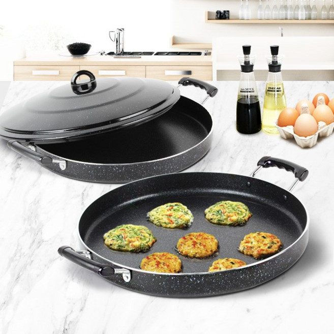 양수 프라이팬 다용도 전부침용 원형 뚜껑포함 부침개팬 피자팬 대용량조리 토스코 베이직전판 생선구이팬 닭갈비판 멀티팬 떡볶이 국내생산 양수팬 눌러붙지 않는 팬 마블코팅, 차차80_토스코 베이직전판 42, 1개