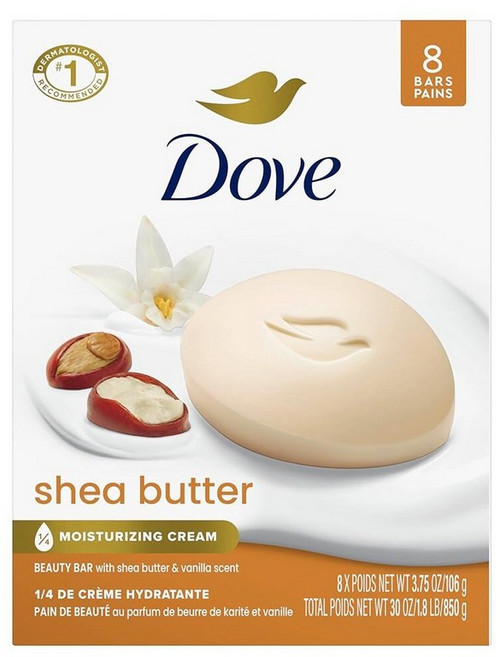 Dove 뷰티 바 젠틀 스킨 클렌저 시어버터 3.75 oz 8개 보습, 106g
