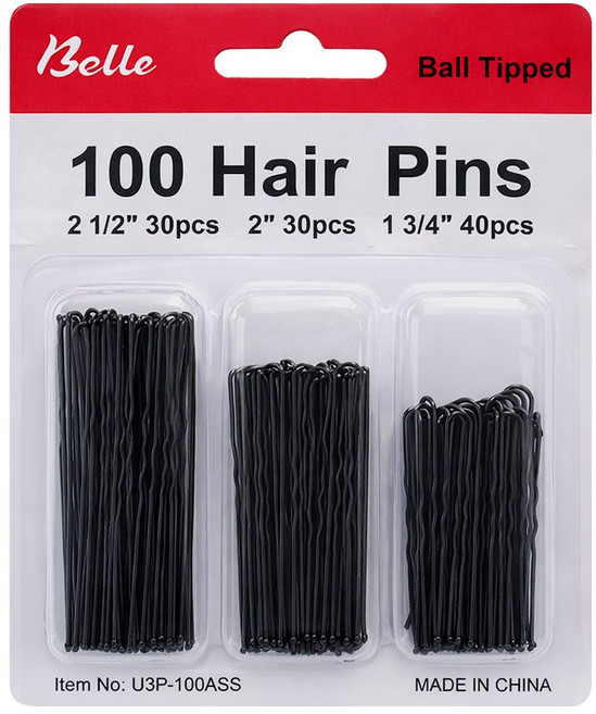 루시피 U핀 유핀 대 중 소 3종 세트 100개입 올림머리 실핀 셋팅핀, 100개, 블랙