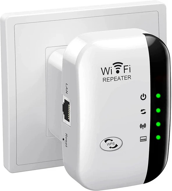 Magecam 300Mbps 무선 와이파이 리피터 2.4Ghz 네트워크 확장기 범위 802.11N/B/G 4가지 상태 표시등, 02 White, 01 White