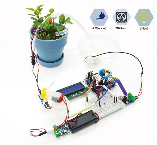 아두이노 스마트팜 키트 수분 바람 빛 자동 공급 올인원 키트, 1개