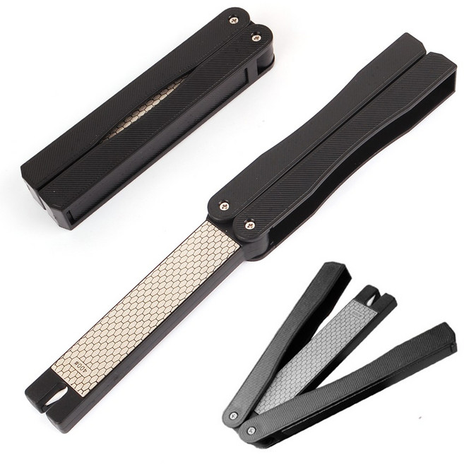 접이식 다이아몬드 숫돌 손잡이 휴대용 양면 다이아몬드 칼갈이숫돌, 1개