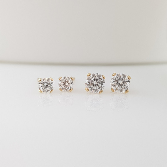 14K 랩 다이아몬드 1부 2부 5부 로망스 귀걸이