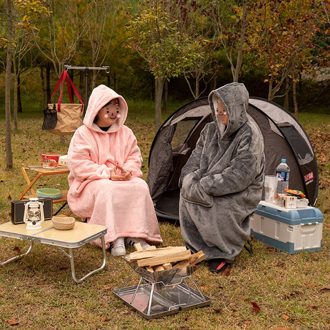 방콕 집순이 후드 입는 담요 2개 커플 캠핑 차박 학생담요