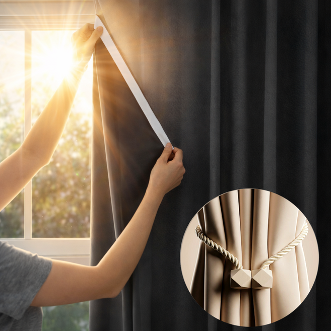 샤이니도트 밸크로 찍찍이 암막커튼 창문형 무타공 다용도 가림막