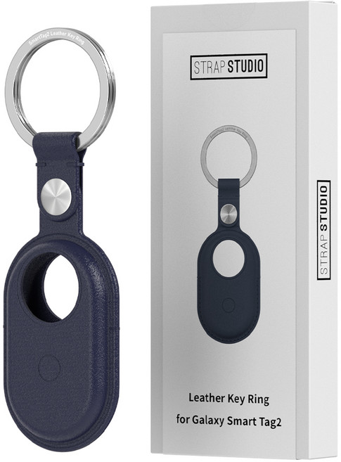 삼성 갤럭시 스마트 태그2 용 브랄로바 레더 키링 케이스 ( Vegan Leather ), 1개, Dark Blue