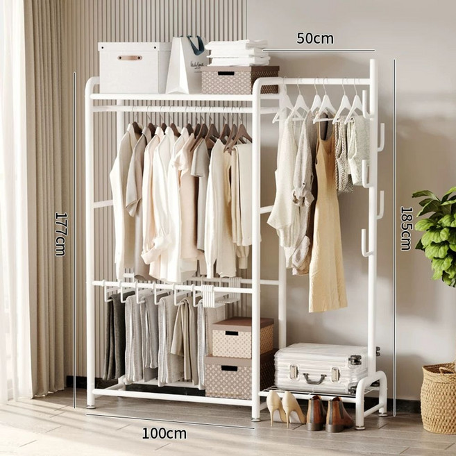 투에스리빙 철제 스탠드 시스템 드레스룸 행거, 1개, M. 50cm 화이트 옷걸이바지걸이 증정