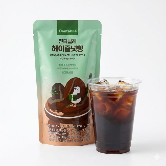 마켓큐브 칸타빌레 헤이즐넛 파우치 얼음컵 과일 편의점 커피, 230ml, 10개