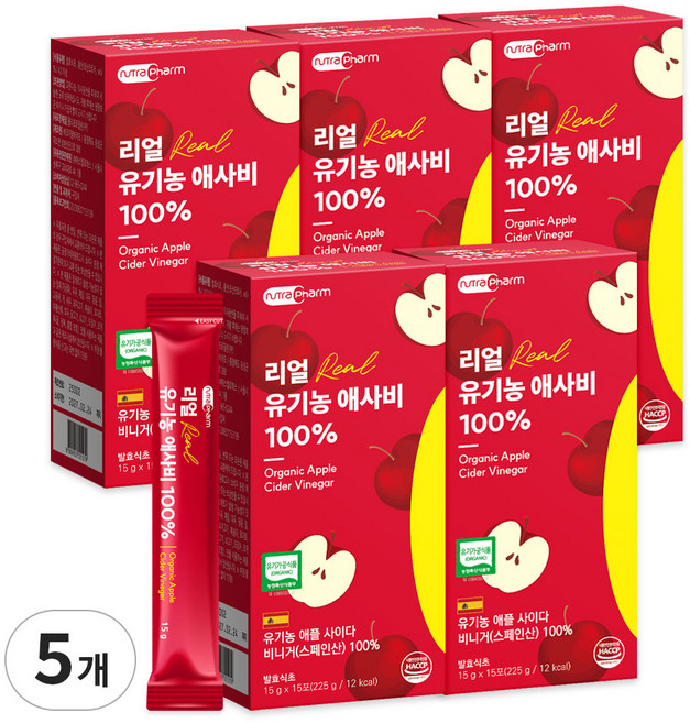 뉴트라팜 리얼 유기농 애사비 100%, 225g, 5개