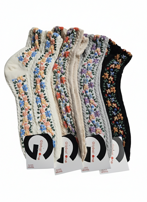 루루엔픽 국산 무압박 꽃무늬 자수 선물포장 4켤레 세트