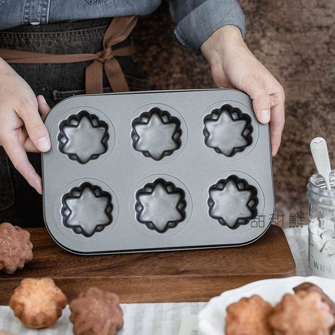 타원형 꽃모양 샌드위치틀 6구 마들렌 틀 티그레 케이크 베이킹 트레이 쿠키틀, 1개, 6구 플라워 베이킹 팬 - No. 4