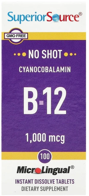 슈페리어 소스 시아노코발라민 B 12 1000mg MicroLingual 즉각 용해 정제 100개입, 1개, 100정 - 쿠팡