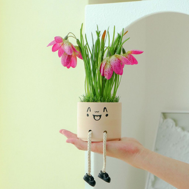 仿真雪花蓮絹花，室內高檔餐桌裝飾，酒店餐館適用，仿真雪蓮花, 草皮貝母花粉色【一箱120pcs】, 1個