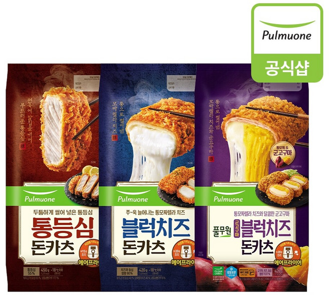 풀무원 돈카츠 3개(통등심1개+블럭치즈1개+고구마치즈1개), 3개