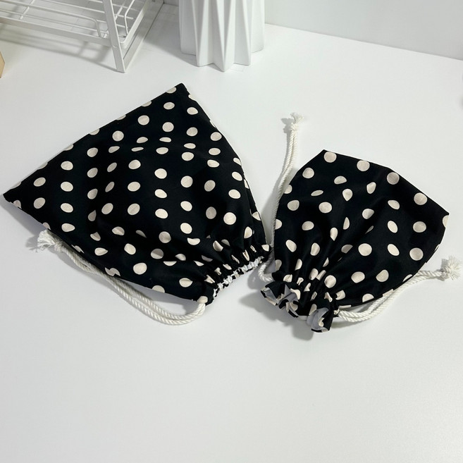유스토어 핸드메이드 도트 땡땡이 블랙 복조리 파우치 데일리 다용도 수납 복주머니