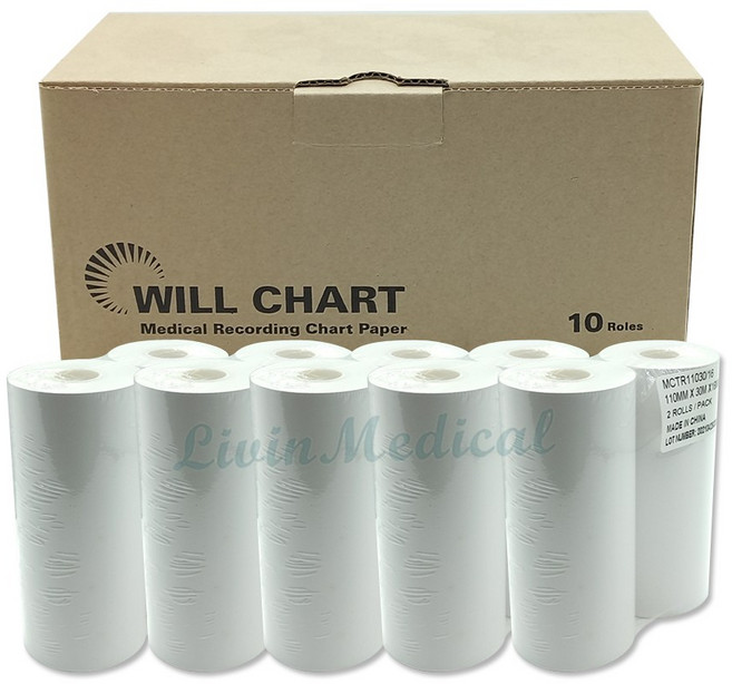 병원용 의료용 무지 감열지 혈압계용지 그래프용지 윌차트 110x30 1박스(10롤)