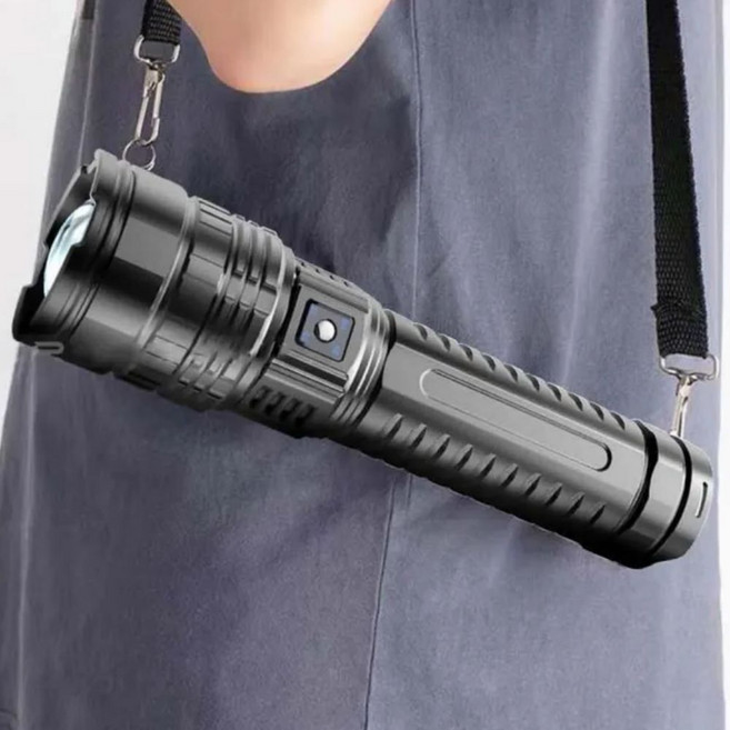 루멘킹 초대형 LED 괴물손전등 초강력 10000루멘 줌조절 USB충전식 KC인증 25년형 IPX방수, 1개, 블랙