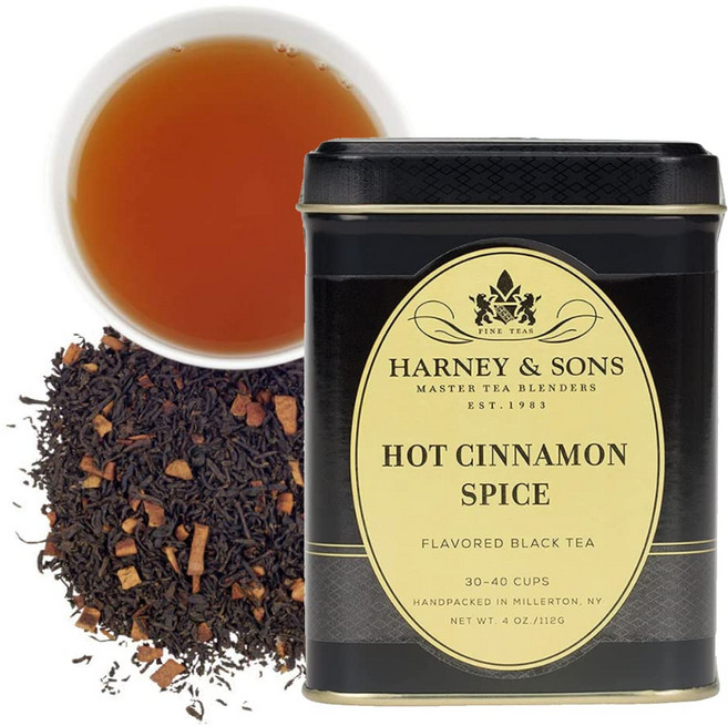 하니 & 선즈 루즈 리프 홍차 핫 시나몬 스파이스 4온스 Harney & Sons Hot Cinnamon Spice Loose Leaf Black tea 4 Ounce ti, 1개, 1개, 112g
