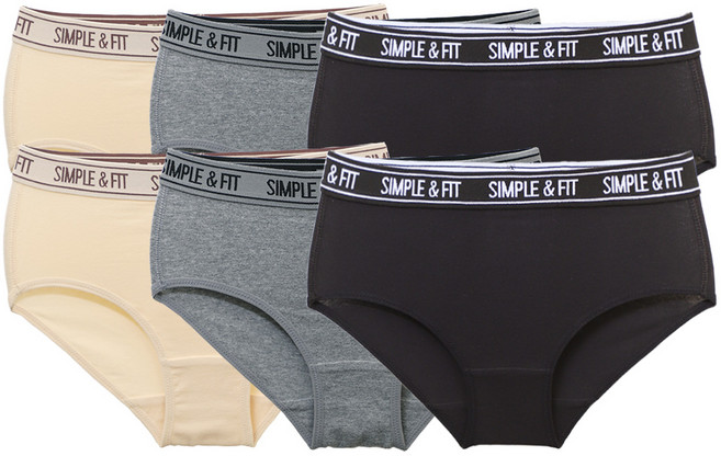 여성용 면스판 로고밴드 삼각팬티 6P