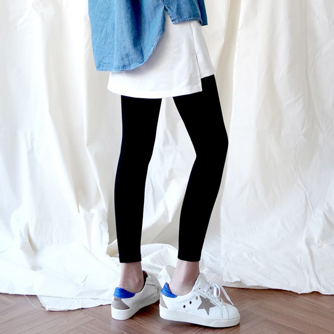 더클로 여성 밴딩 페이크티 치렝스 레이어드 치마레깅스 스커트 쫄바지 올인원