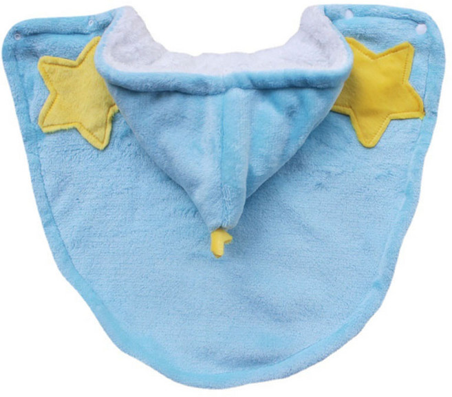 강아지 고양이 공용 파란별 모자 망토 반려동물 방한 코트 소형견 테디 비숑용, 1개, 파란색