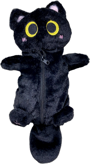 동물 필통 봉제 인형 파우치 고양이 필통, 1개, 검정냥이
