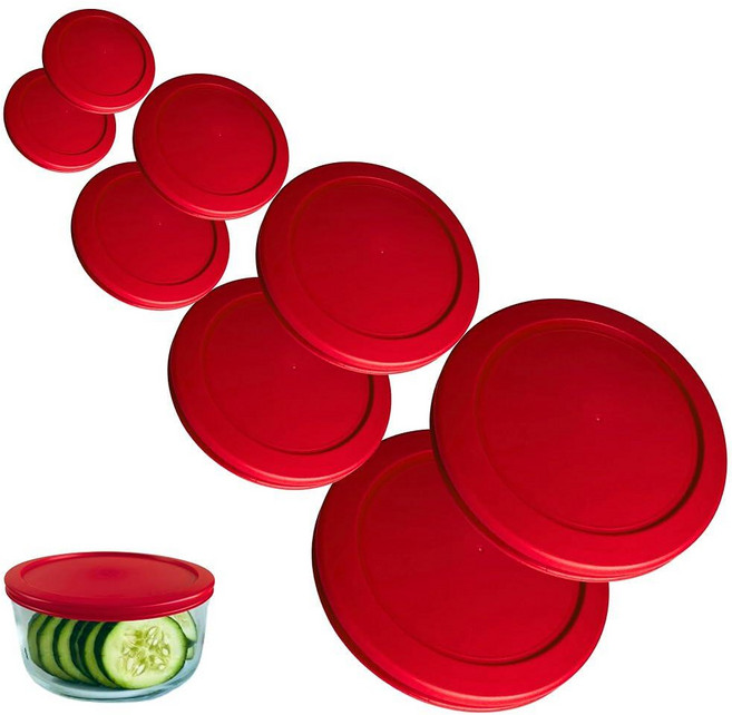 Klare Ware Pyrex Anchor Hocking 및 KlareWare 보관 그릇용 1 2 4 7컵 청록색 교체 뚜껑/커버 *뚜껑만 유리 용기 미포함* (4팩 *, 8 Pack, 레드