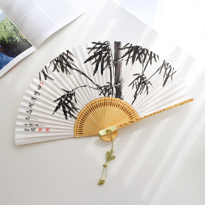 박씨상방 직접그린 벽원작가 대나무 전주 합죽선 접부채 전통 한지부채 외국인선물, 1개, 벽원대나무